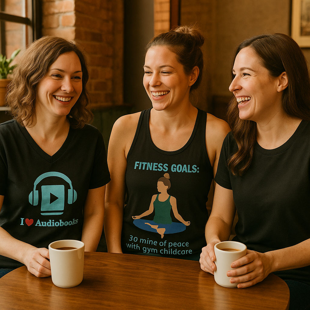 Moms wearing Witzy athleisure including yoga peace tank